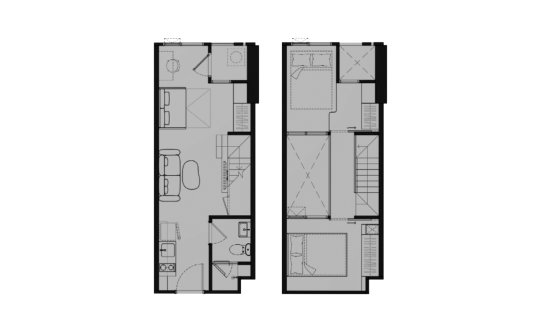 Apartment floor plan, 3 bedrooms in Reference Kaset District No. 11008 (2D)